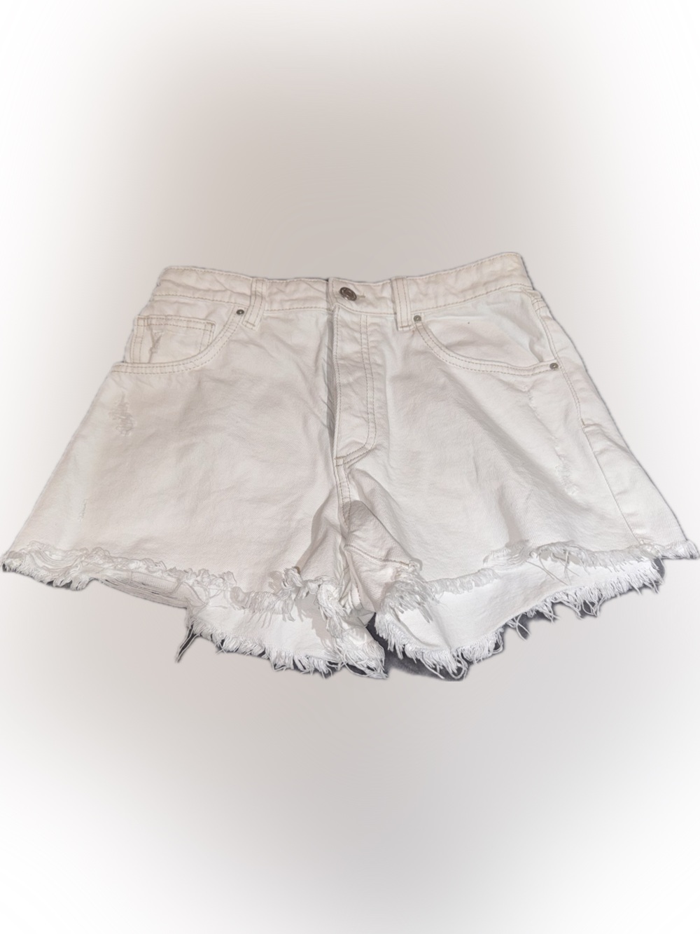 Cotton On White Frayed Hem Denim Shorts